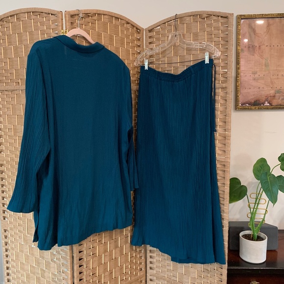 🫐 Vintage 80s grandma dark turquoise matching set - Picture 4 of 10